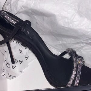 Aqua Crystal Black Heels